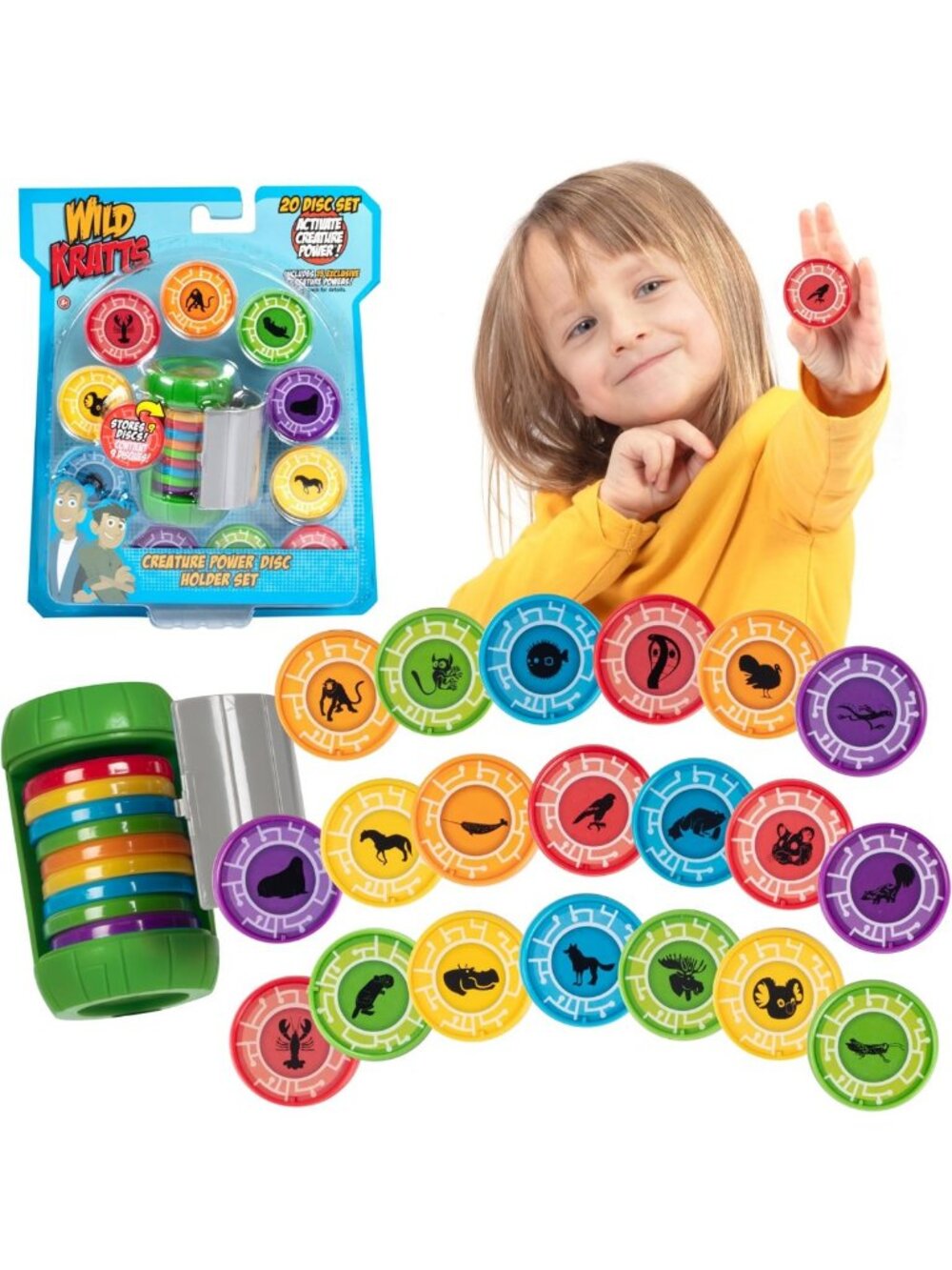 Creature Power Disc Holder Set with 20 Discs - Figure Toy for Dress Up & Play